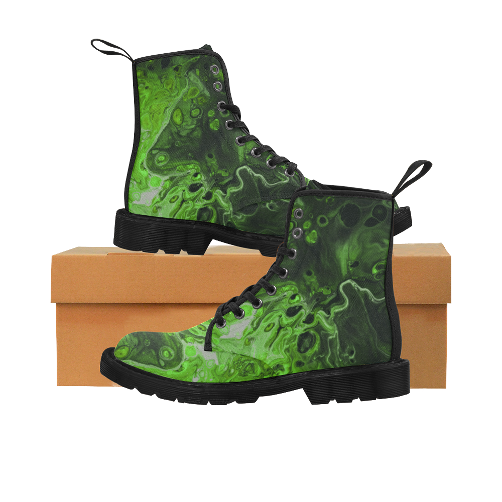 Fantasy Swirl Lime Green. Martin Boots for Women (Black) (Model 1203H)
