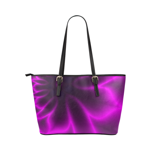 Purple Blossom Leather Tote Bag/Small (Model 1651)