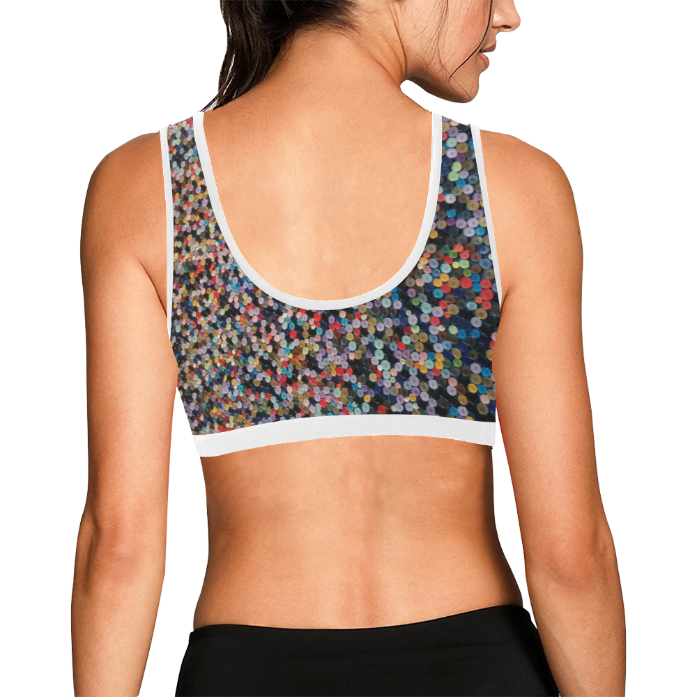 buttons Women's All Over Print Sports Bra (Model T52)