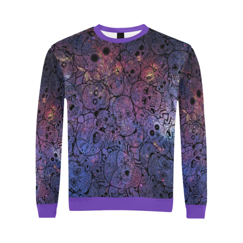 Cosmic Sugar Skulls All Over Print Crewneck Sweatshirt for Men (Model H18)