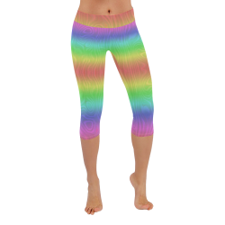 Groovy Pastel Rainbows Women's Low Rise Capri Leggings (Invisible Stitch) (Model L08)