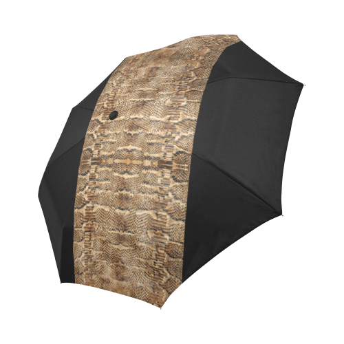 Golden Python On Black Auto-Foldable Umbrella (Model U04)