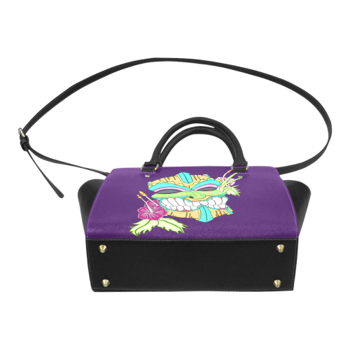 Tropical Tiki Mask Purple Classic Shoulder Handbag (Model 1653)