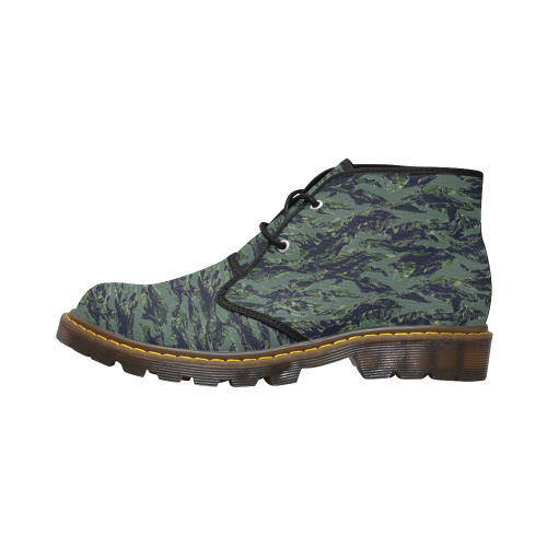 Jungle Tiger Stripe Green Camouflage Women's Canvas Chukka Boots (Model 2402-1)