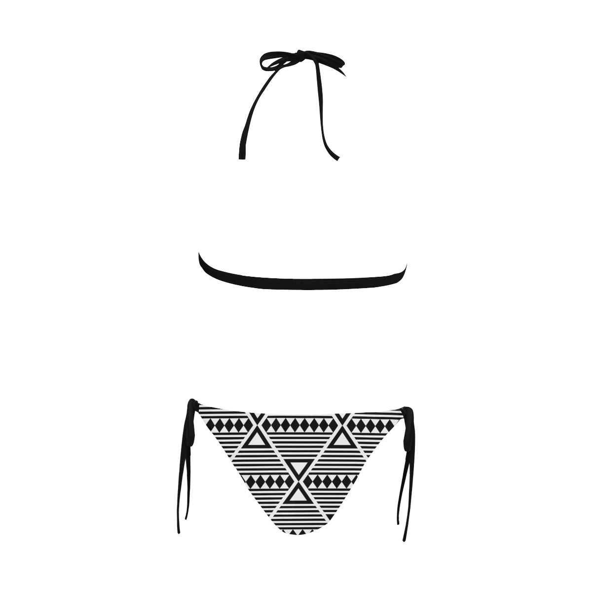 Black Aztec Tribal Buckle Front Halter Bikini Swimsuit (Model S08)