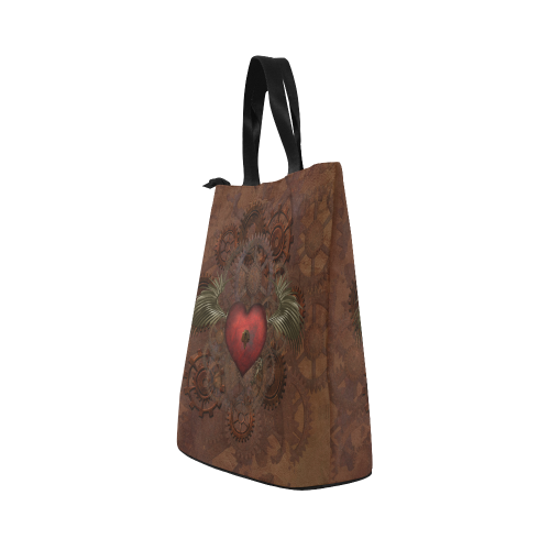 Awesome Steampunk Heart With Wings Nylon Lunch Tote Bag (Model 1670)