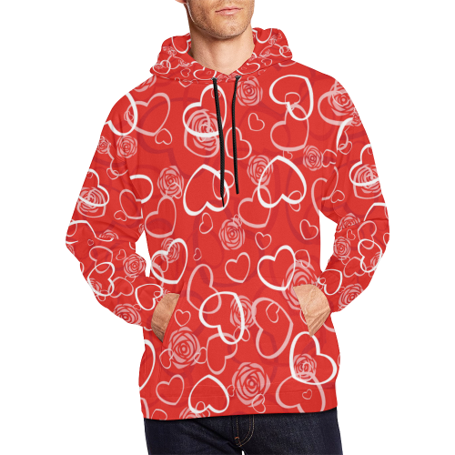 heart beat All Over Print Hoodie for Men/Large Size (USA Size) (Model H13)
