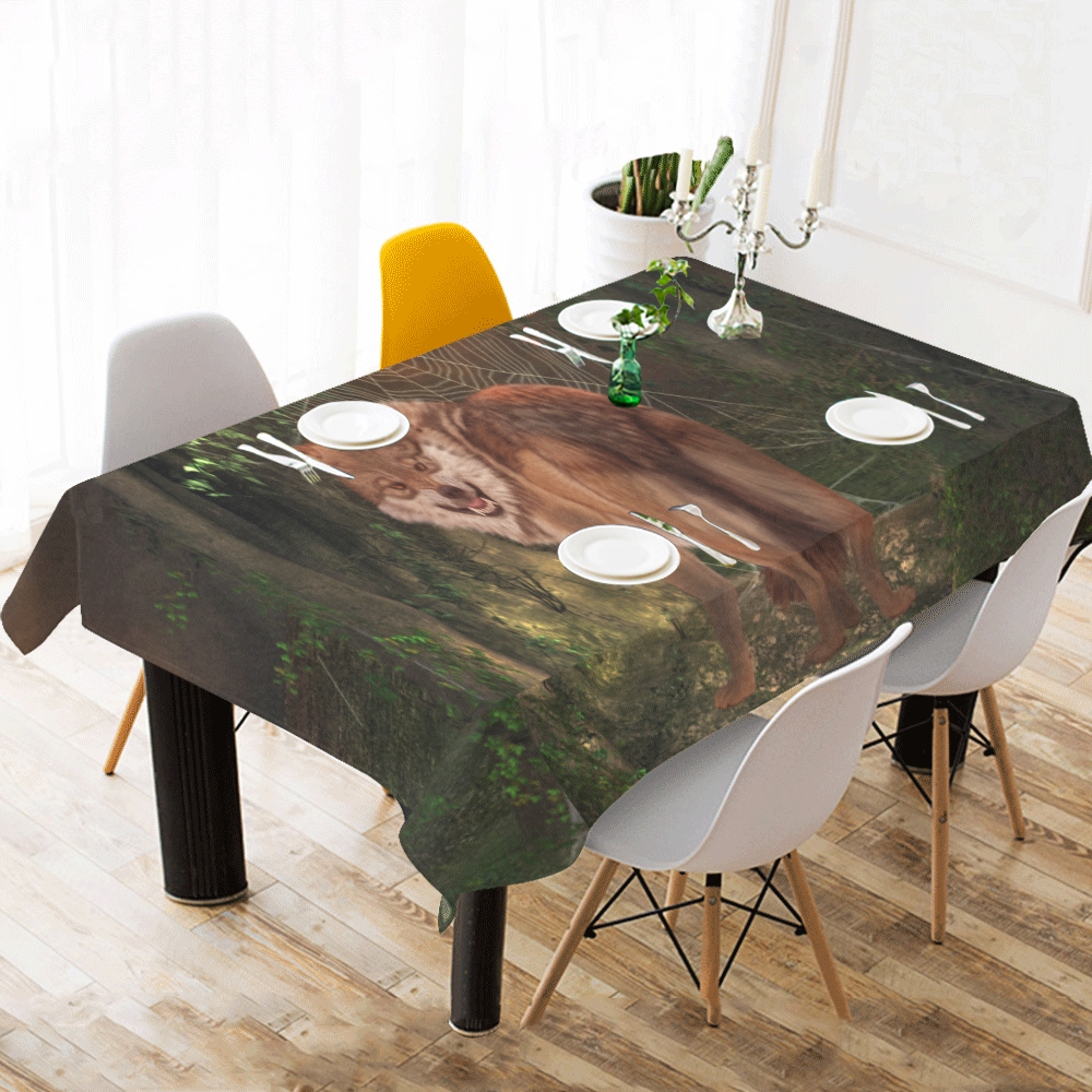 Awesome wolf in the night Cotton Linen Tablecloth 60"x120"