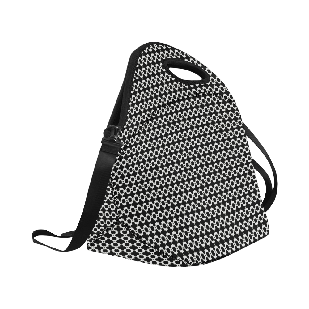 Black White Mod Stripe Neoprene Lunch Bag/Large (Model 1669)
