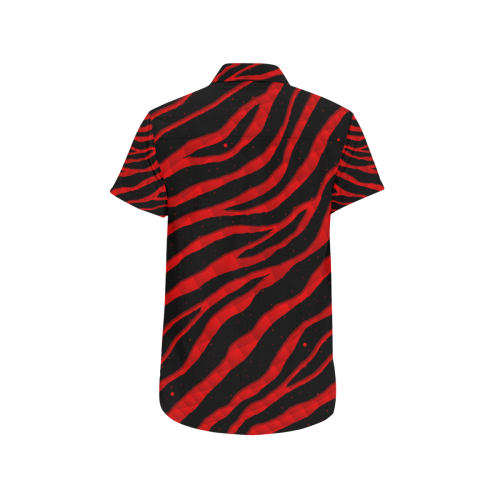 Ripped SpaceTime Stripes - Red Men's All Over Print Short Sleeve Shirt (Model T53)