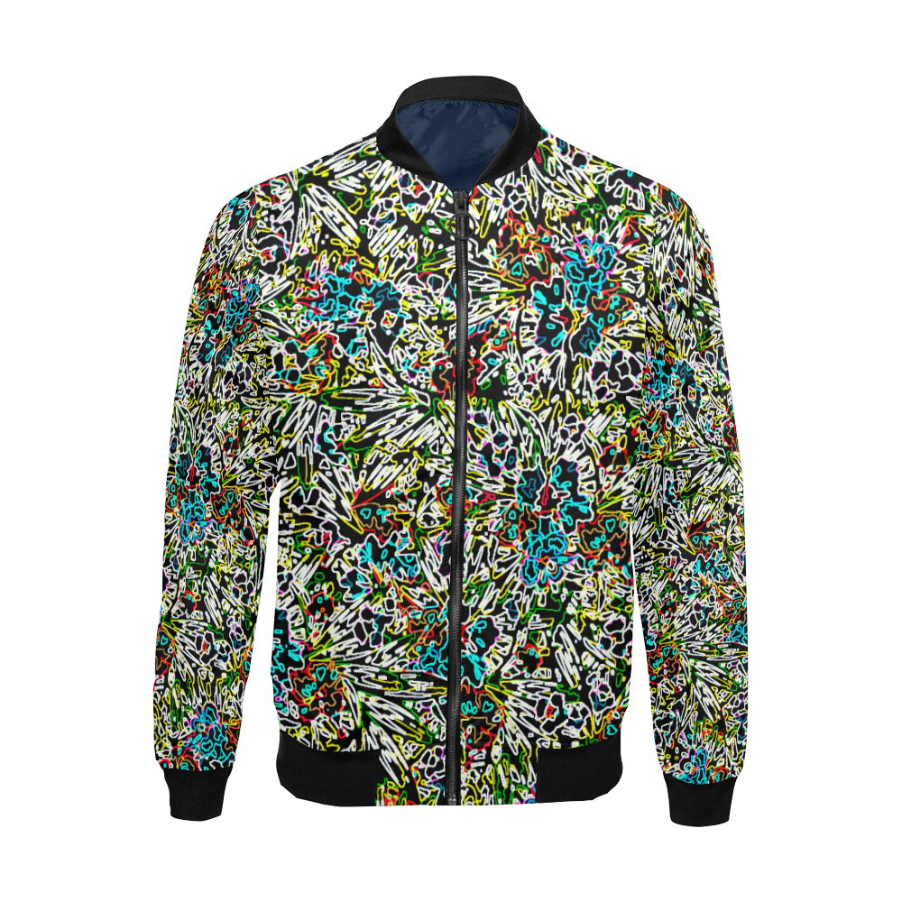 Multicolored Abstract Pattern All Over Print Bomber Jacket for Men (Model H19)