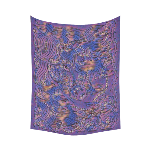 Bubblegum Tie Dye Unicorn Rave Magic Blacklight Fantasy Art Cotton Linen Wall Tapestry 60"x 80"