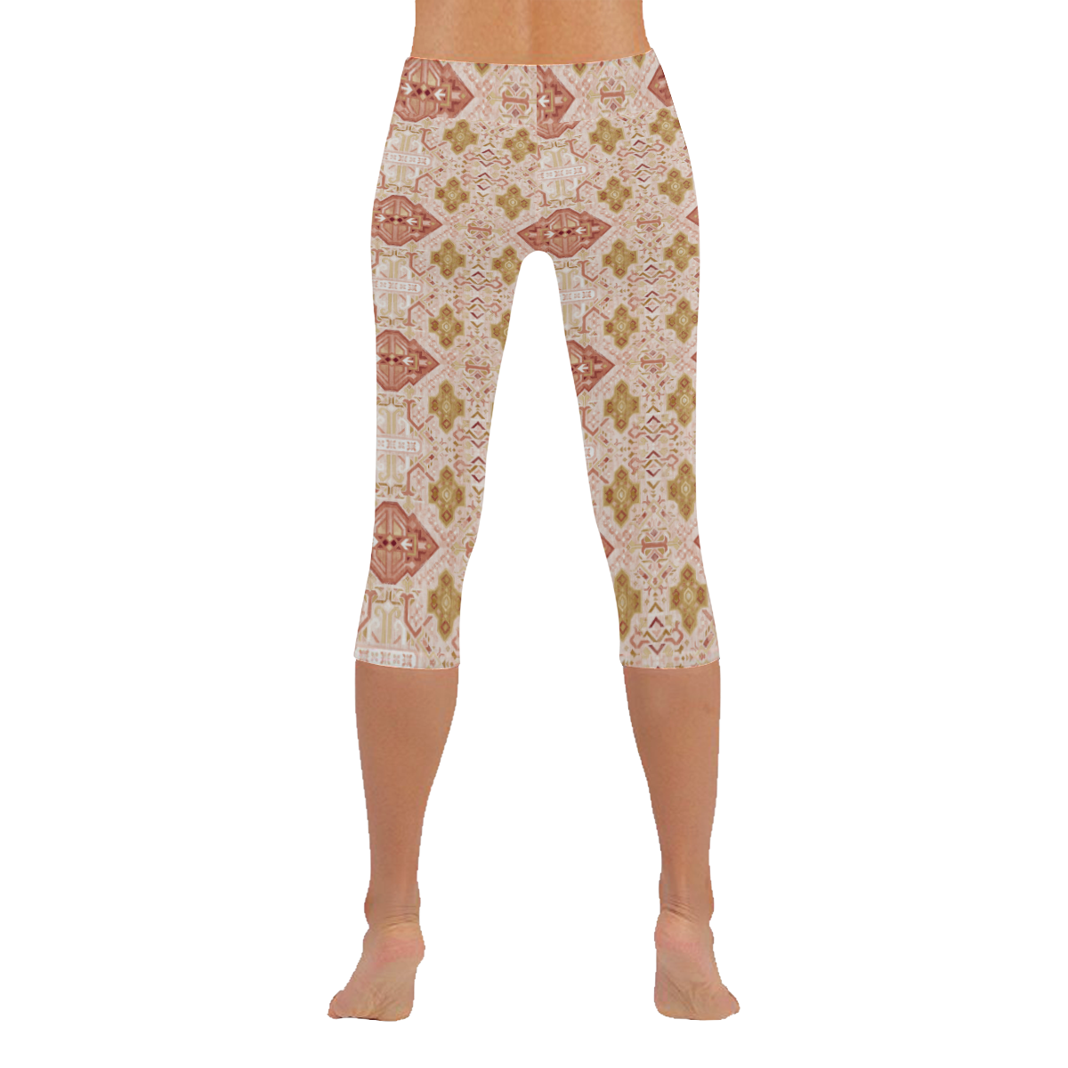 Elegant Graphic Pattern Women's Low Rise Capri Leggings (Invisible Stitch) (Model L08)