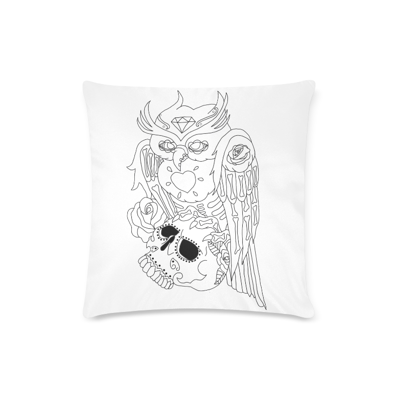 Color Me Sugar Skull Owl Custom Zippered Pillow Case 16"x16" (one side)