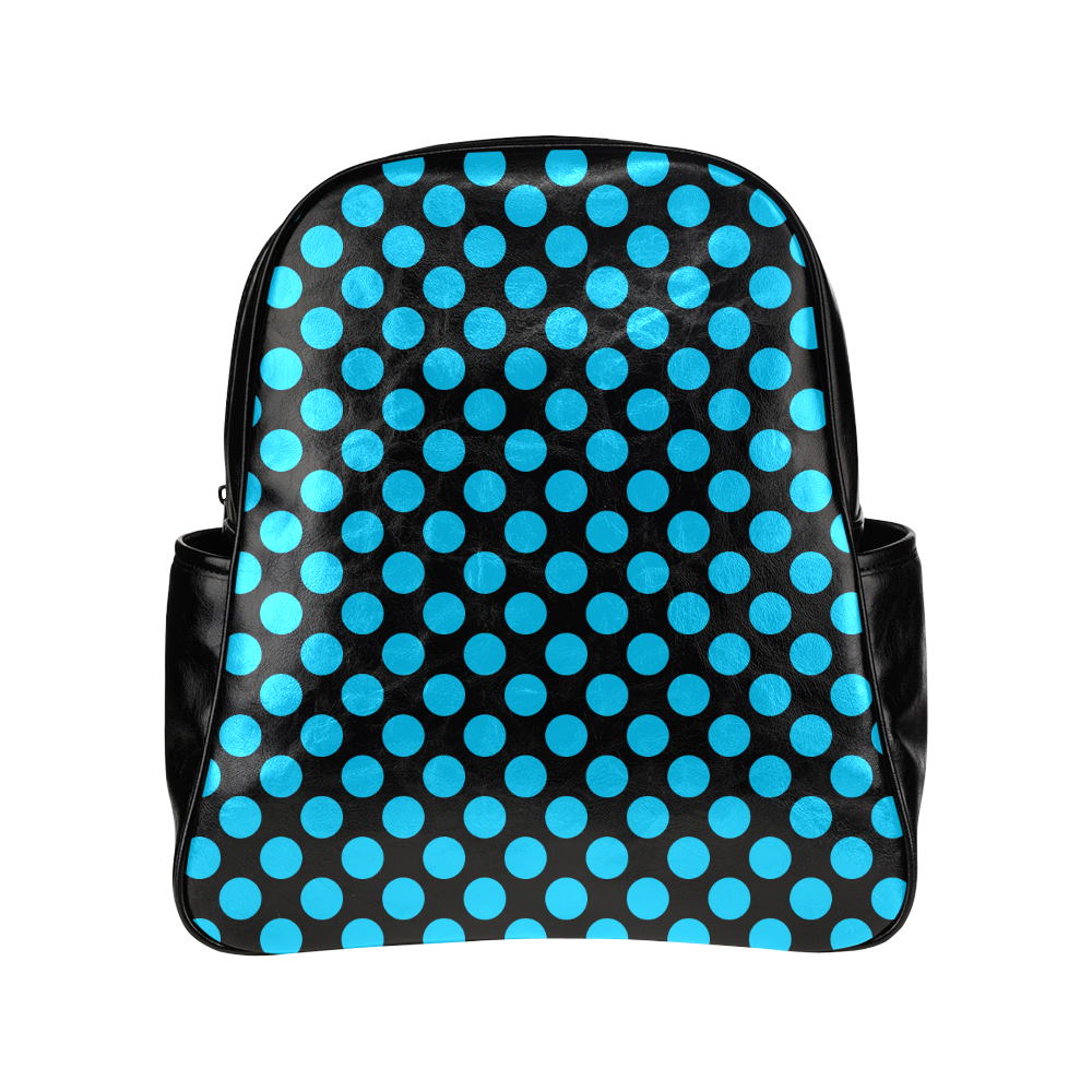 Blue Polka Dots Multi-Pockets Backpack (Model 1636)