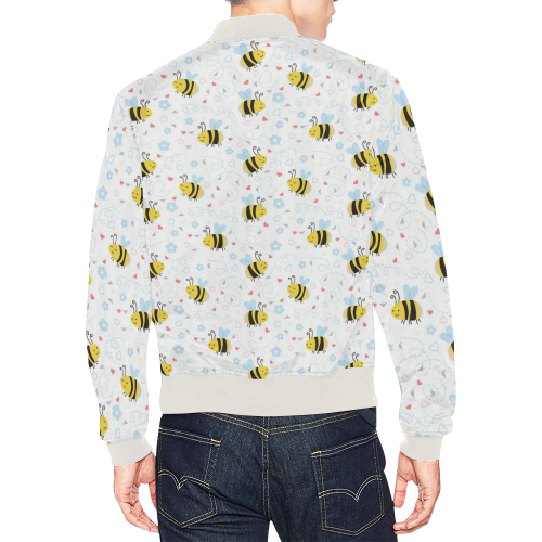 Cute Bee Pattern All Over Print Bomber Jacket for Men/Large Size (Model H19)