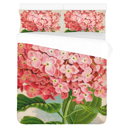 pink hydrangia 3-Piece Bedding Set