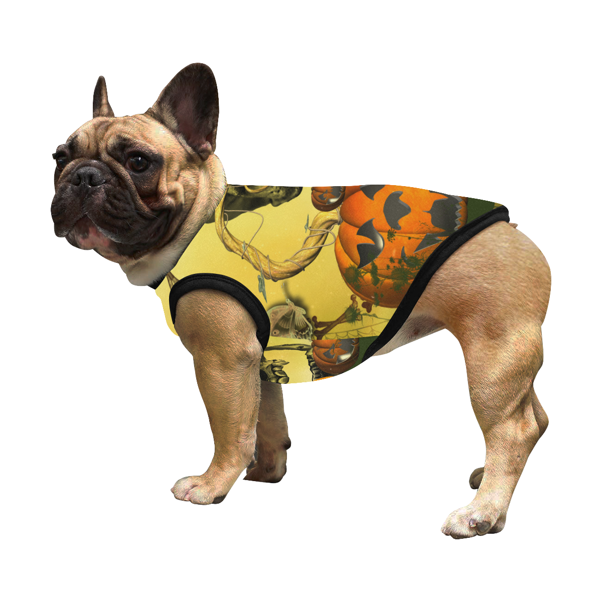 Halloween, funny pumpkins with skull All Over Print Pet Tank Top