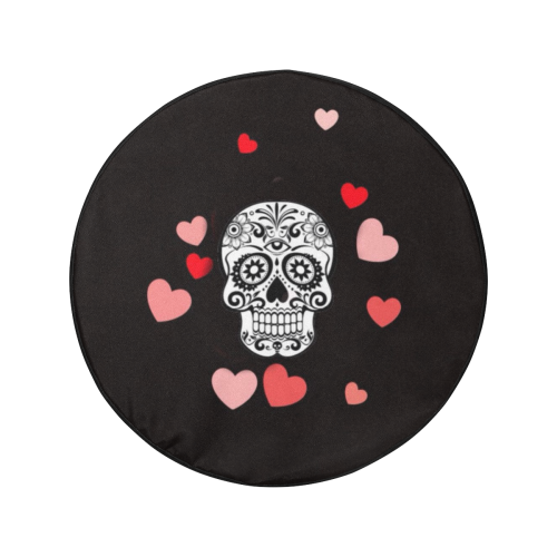 skull with hearts 34 Inch Spare Tire Cover