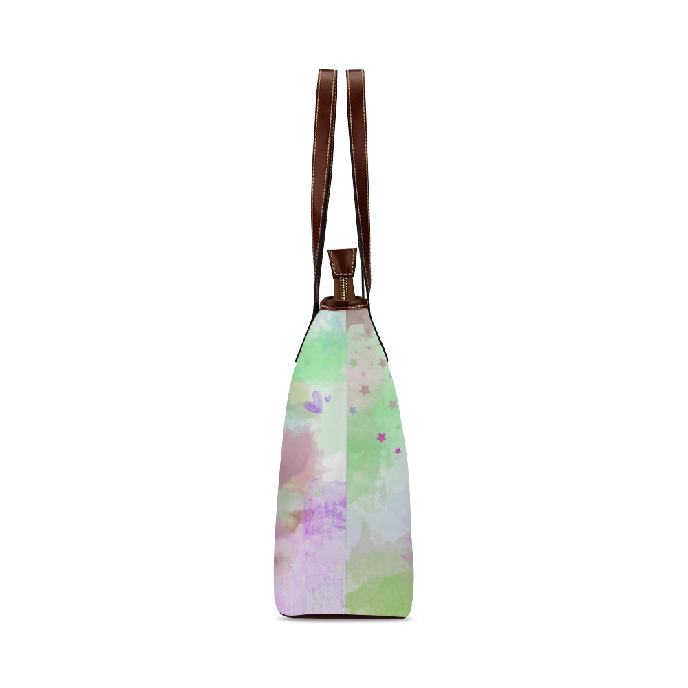 KEEP ON DREAMING - lilac and green Shoulder Tote Bag (Model 1646)