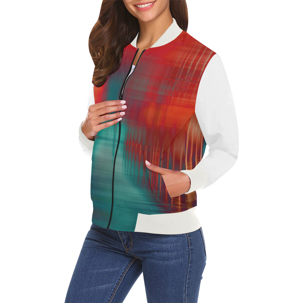 abstract lines All Over Print Bomber Jacket for Women (Model H19)