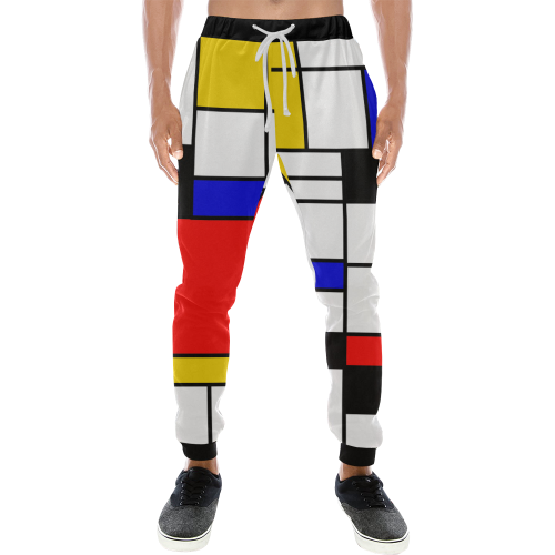 Bauhouse Composition Mondrian Style Men's All Over Print Sweatpants (Model L11)