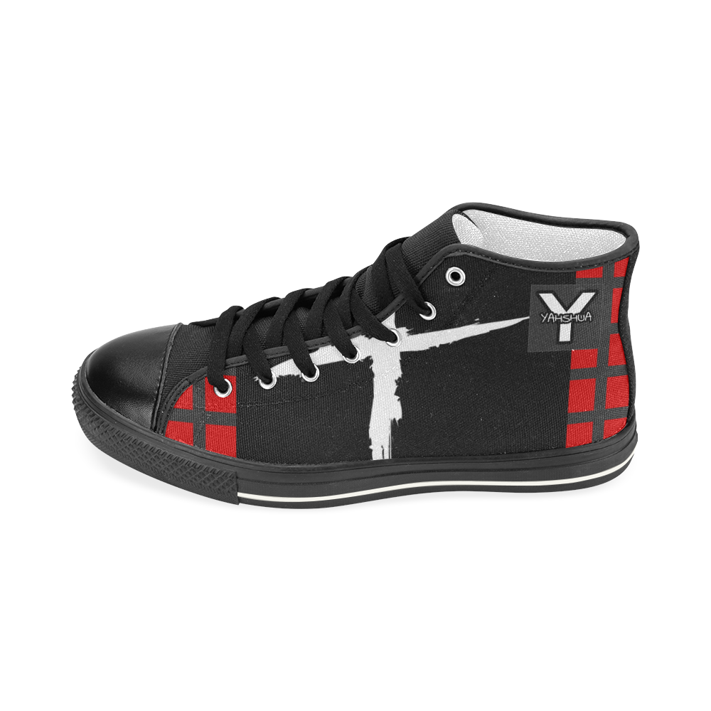 Red Men’s Classic High Top Canvas Shoes (Model 017)