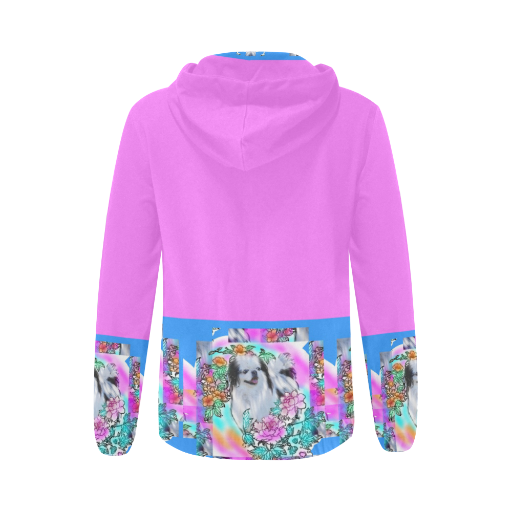 japanese chins for hoodie All Over Print Full Zip Hoodie for Women (Model H14)