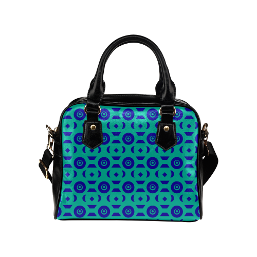 Blue Geometric Shapes in Turquoise Shoulder Handbag (Model 1634)