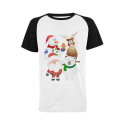 Christmas Gingerbread, Snowman, Santa Claus Men's Raglan T-shirt (USA Size) (Model T11)