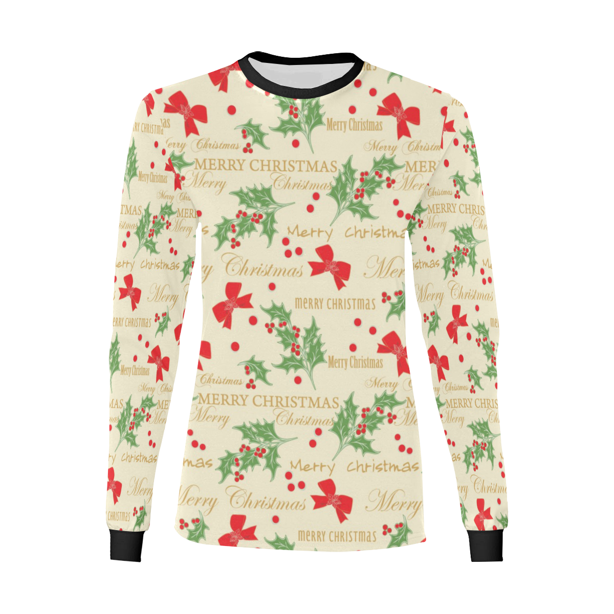 Bows Mistletoe Christmas Women's All Over Print Long Sleeve T-shirt (Model T51)