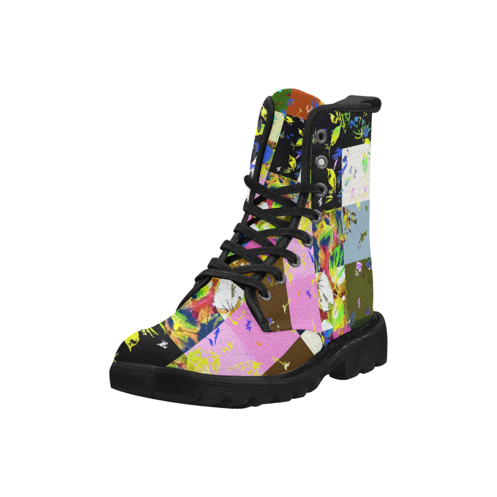 Foliage Patchwork #3 by Jera Nour Martin Boots for Women (Black) (Model 1203H)