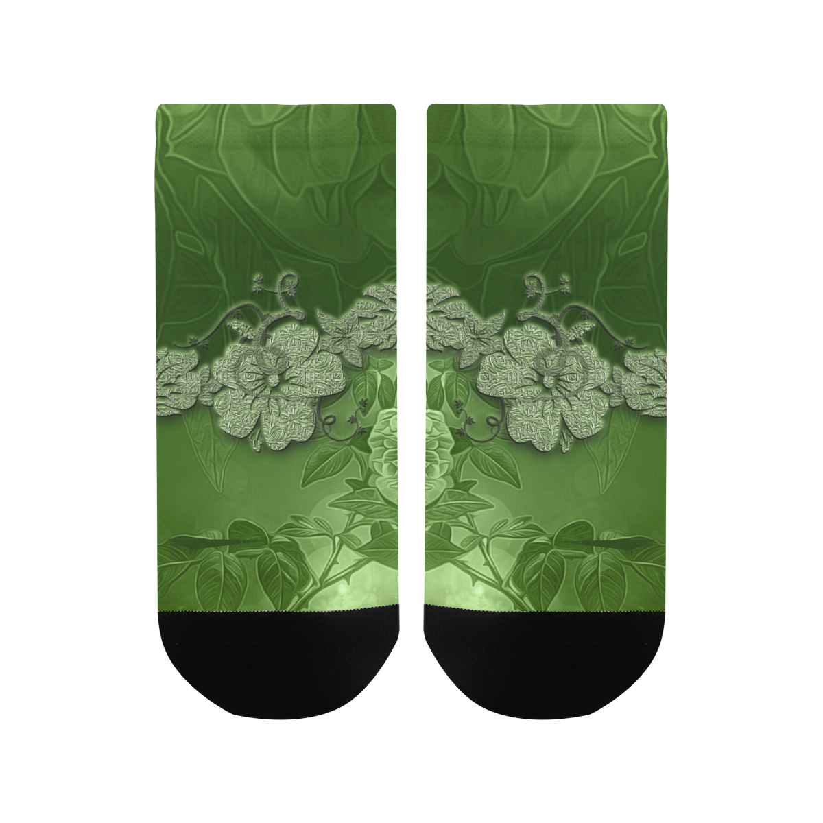 Wonderful green floral design Men's Ankle Socks