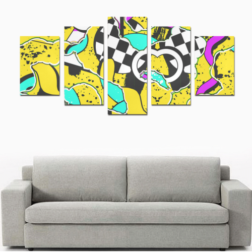 Shapes on a yellow background Canvas Print Sets D (No Frame)