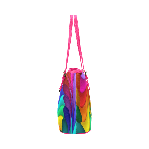 RAINBOW CANDY SWIRL Leather Tote Bag/Small (Model 1651)