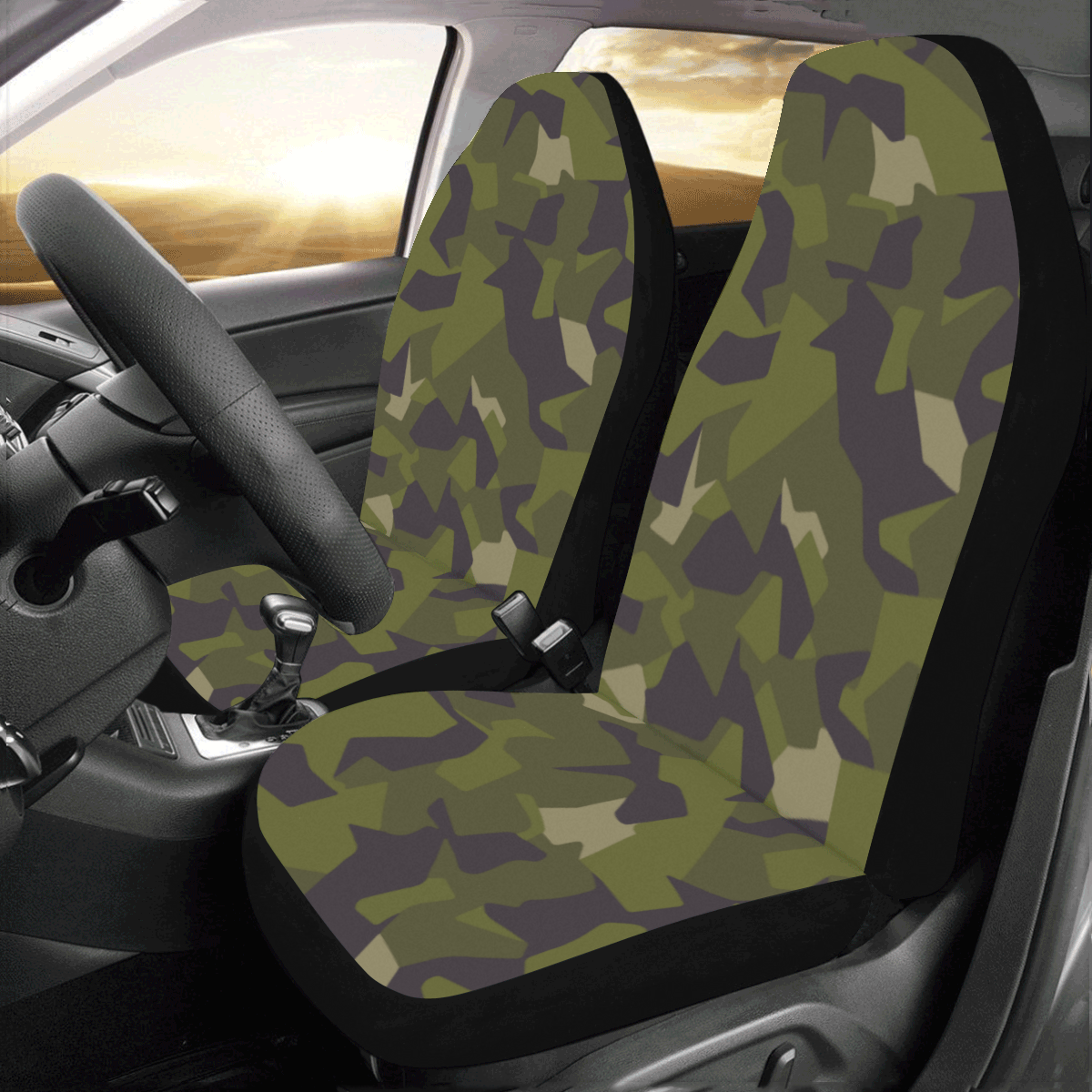 Swedish M90 woodland camouflage Car Seat Covers (Set of 2)