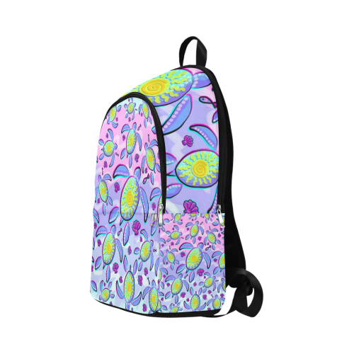 Sea Turtle and Sun Abstract Glitch Ultraviolet Fabric Backpack for Adult (Model 1659)