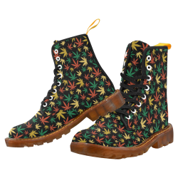 Cannabis Pattern Martin Boots For Men Model 1203H