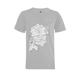 Color Me Tiki Mask Grey Men's V-Neck T-shirt  Big Size(USA Size) (Model T10)