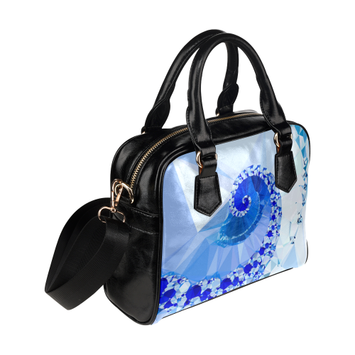 Blue White Geometric Fractal Art Shoulder Handbag (Model 1634)