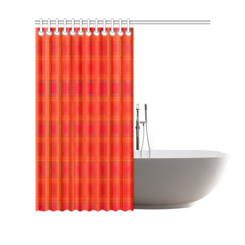 Red orange multicolored multiple squares Shower Curtain 69"x70"