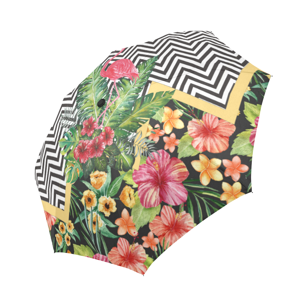 Amazing Flamingo Chevron Auto-Foldable Umbrella (Model U04)