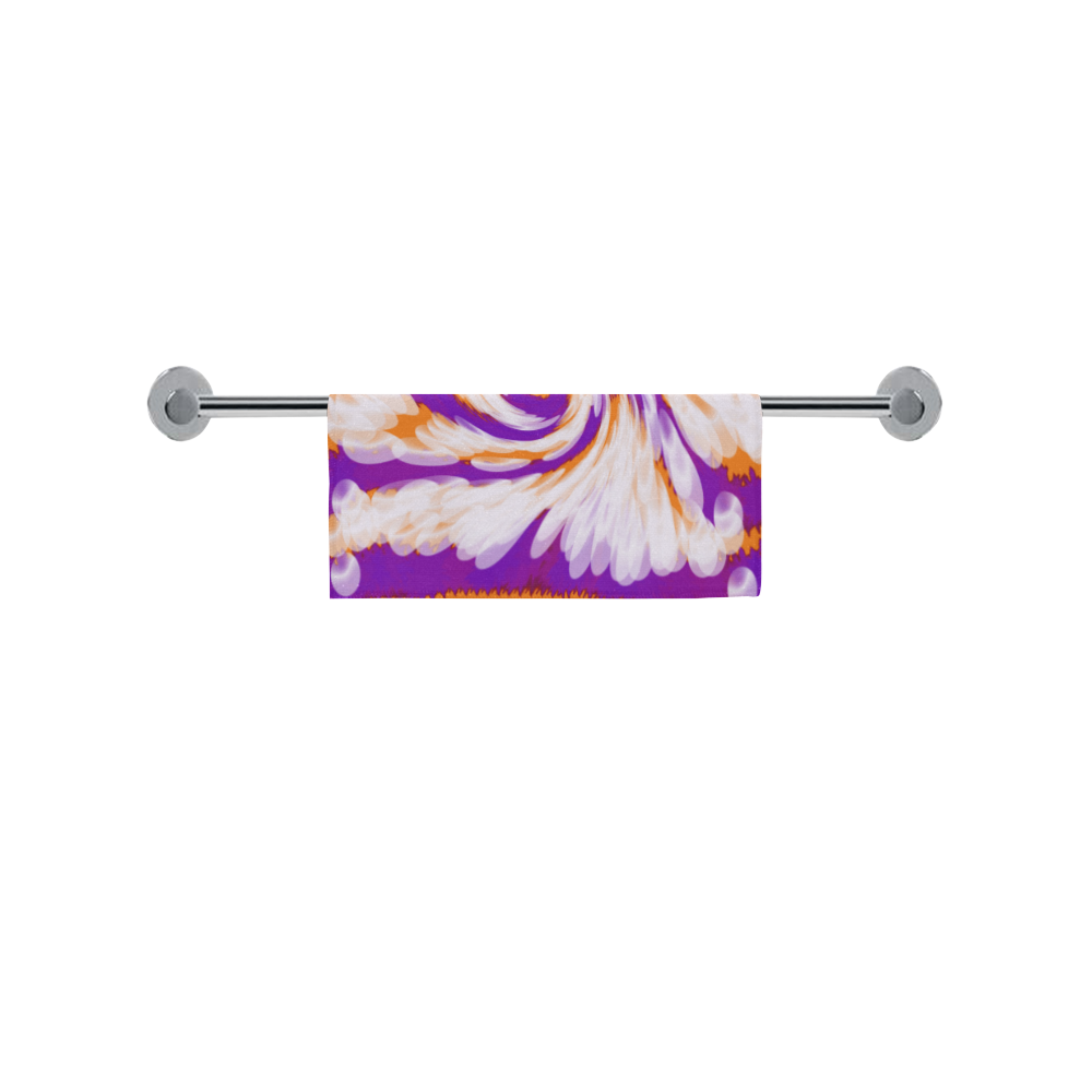 Purple Orange Tie Dye Swirl Abstract Square Towel 13“x13”
