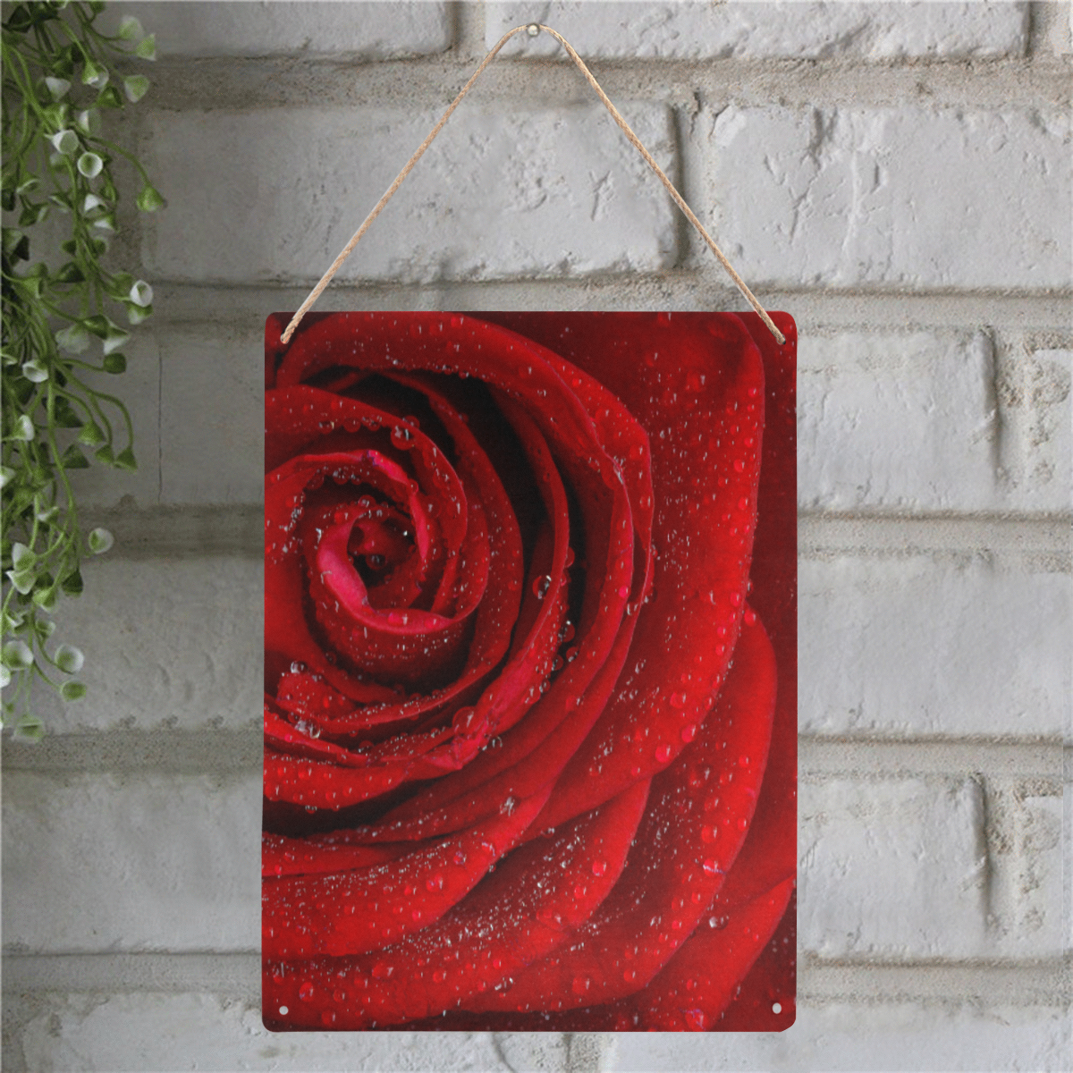 Red rosa Metal Sign 12"x16"