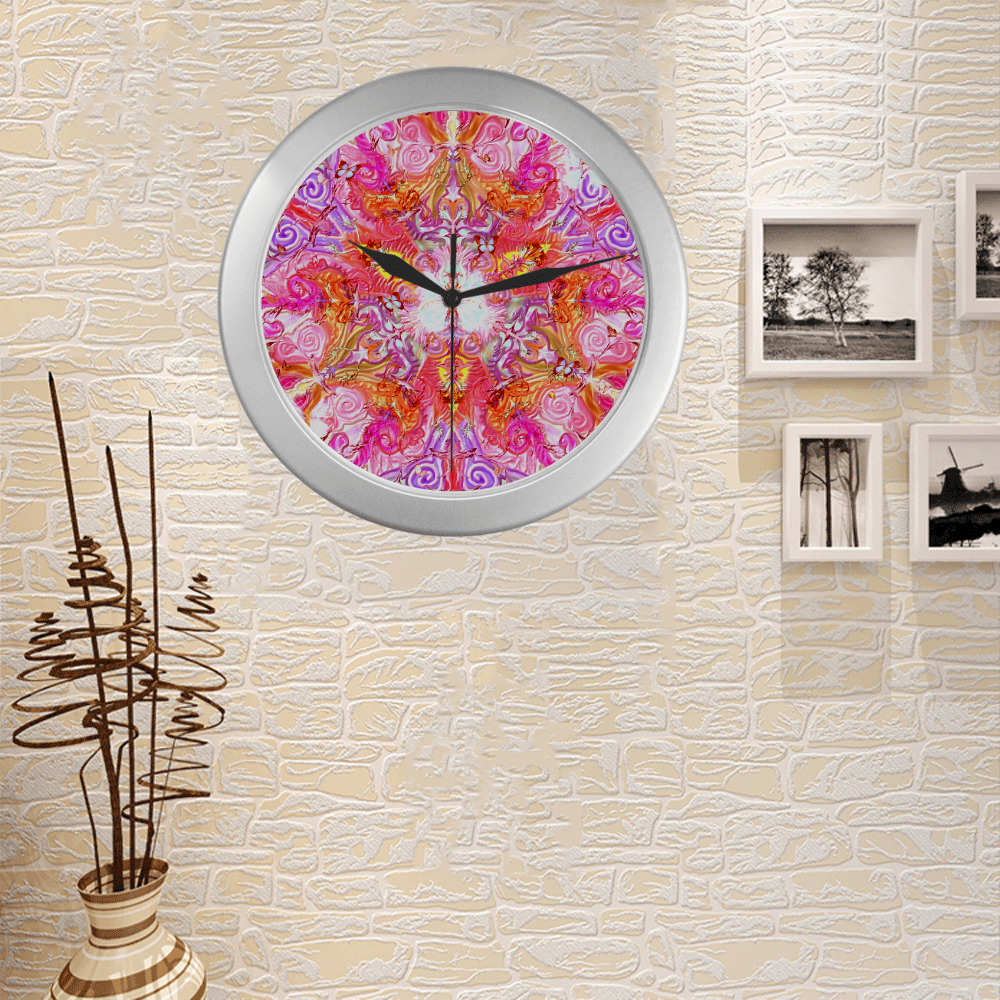 rosace 5 Silver Color Wall Clock