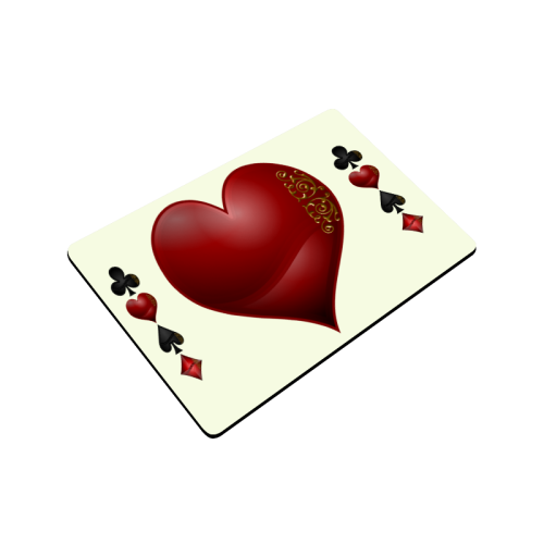 Heart  Las Vegas Symbol Playing Card Shape on Yellow Doormat 24"x16"