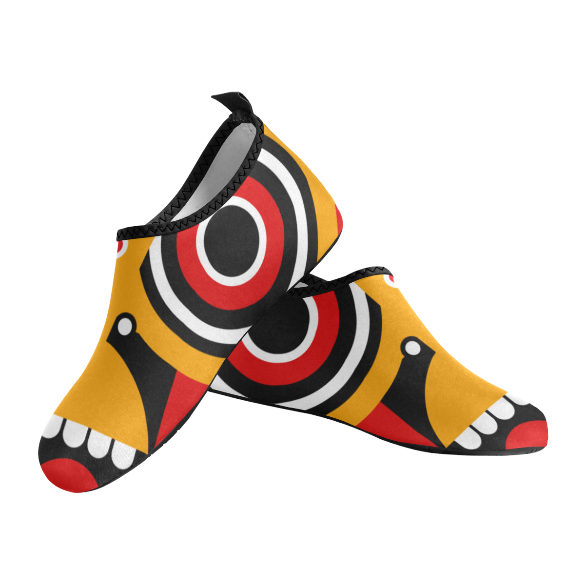 Red Yellow Tiki Tribal Kids' Slip-On Water Shoes (Model 056)