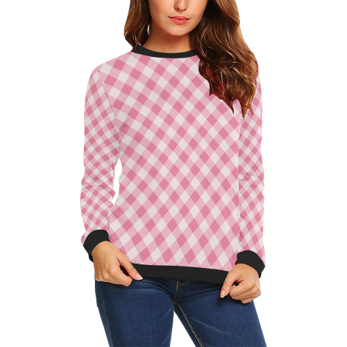 pink pattern All Over Print Crewneck Sweatshirt for Women (Model H18)