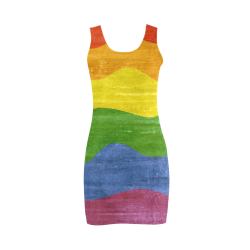 Gay Pride - Rainbow Flag Waves Stripes 3 Medea Vest Dress (Model D06)