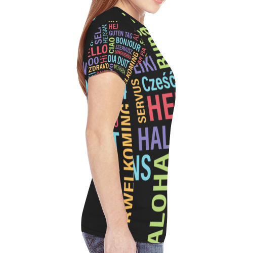 HELLO TO THE WORLD New All Over Print T-shirt for Women (Model T45)